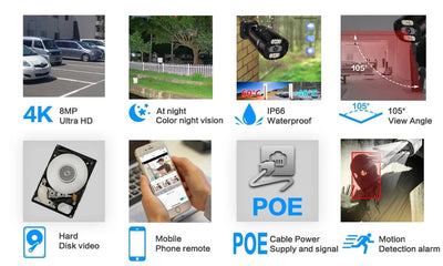 4K 8MP Outdoor Security IP Turret Camera PoE Onvif With Human Detection - stepyours.com