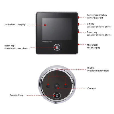 KAK 2.8 Inch LCD Door Viewer With IR Night Vision Pro - stepyours.com