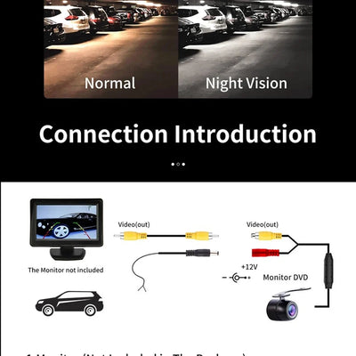 Hippcron Car Rear View Camera 4 LED Night Vision 170 Degree Waterproof CCD - stepyours.com