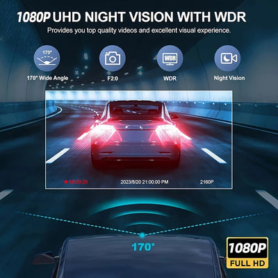 Triple Lens WiFi Dashcam Two Three Channel 1080P Night Vision Front And Rear - stepyours.com