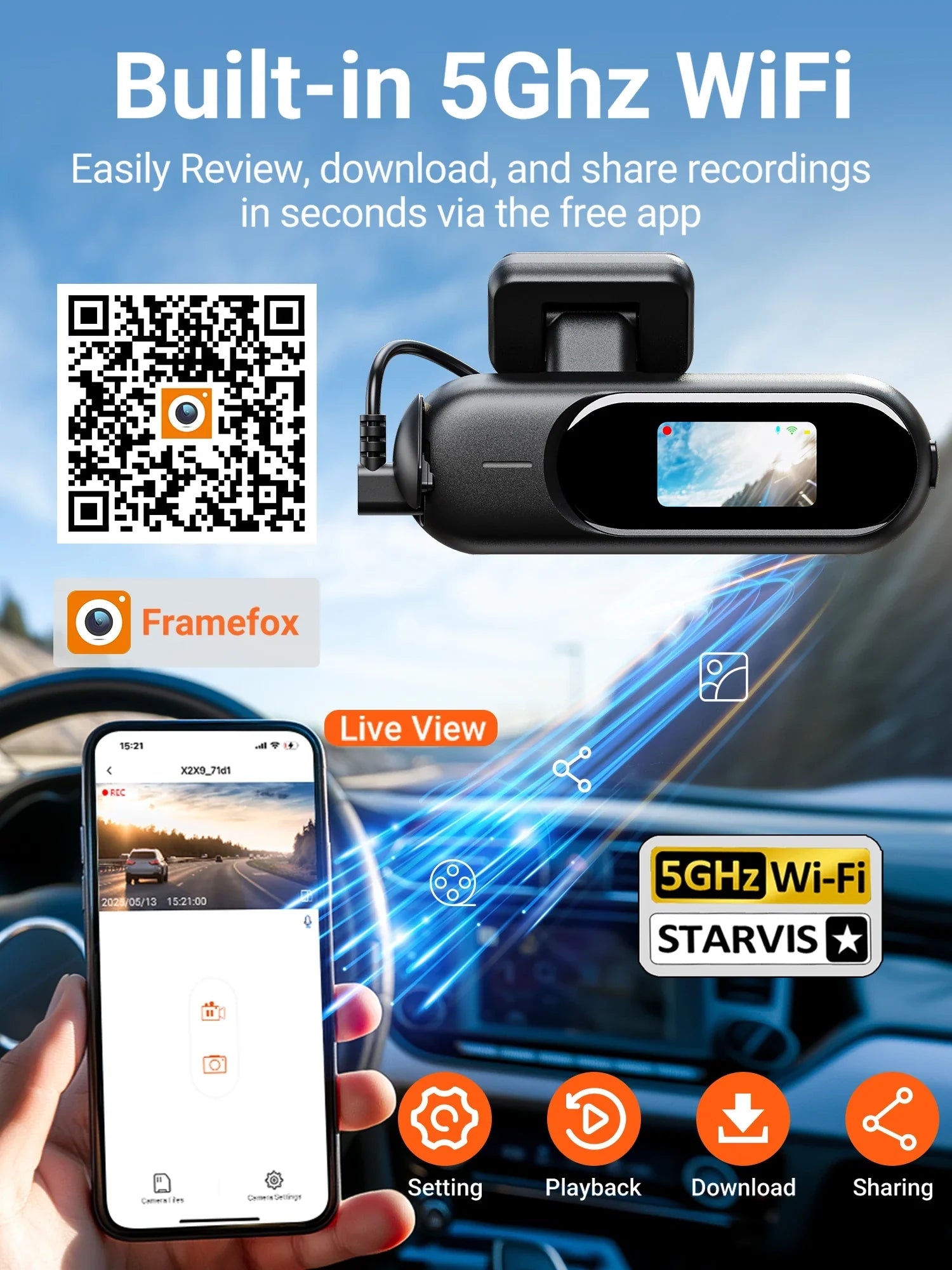 4K Front And Rear Dual Lens Dash Cam With HDR Night Vision WiFi Parking - stepyours.com