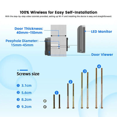3MP Tuya Doorbell Camera Peephole Battery 5000mAh WiFi - stepyours.com