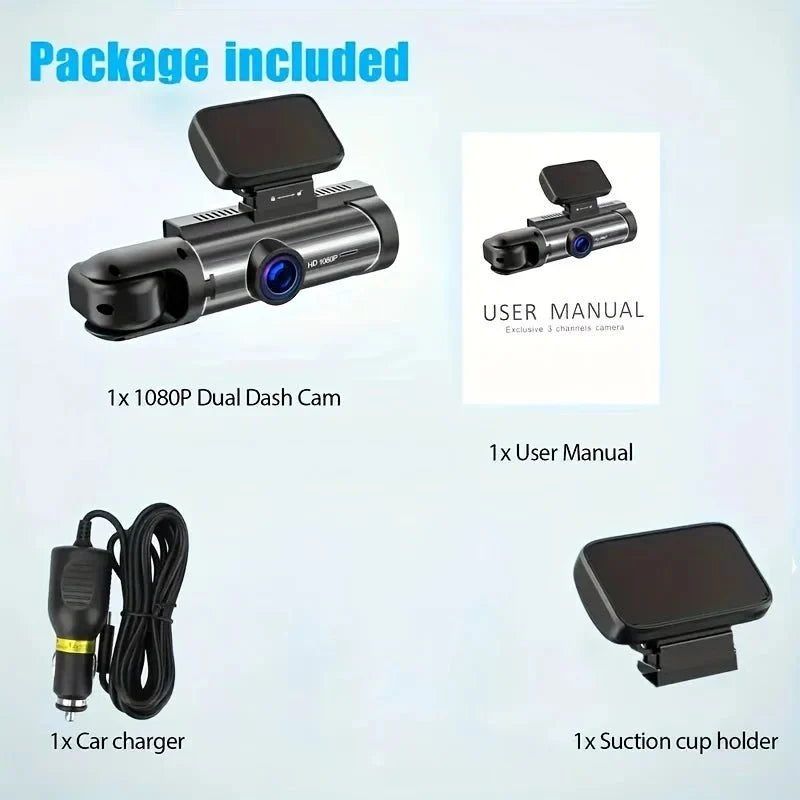 Dual Channel Dash Cam Front And Interior 1080P G Sensor Night Vision Car DVR - stepyours.com