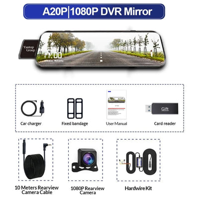 10 Inch Car DVR Touch Screen Dual 1080P Front And Rear Rearview Mirror Camera - stepyours.com