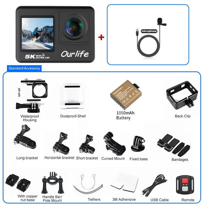 Ourlife MTR60 Action Cam 2.0 Touch Screen EIS 170 Degree Waterproof 30M WiFi - stepyours.com