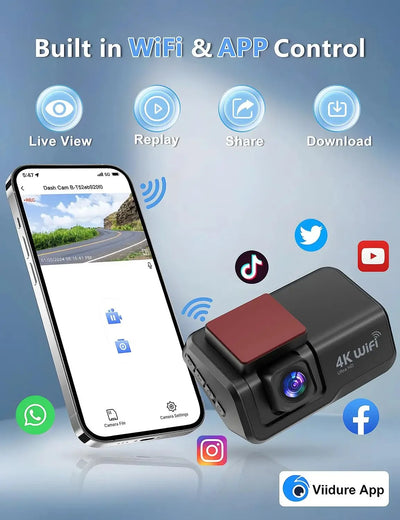 Kocam 4K UHD Dash Cam Dual Lens WiFi Night Vision Front And Rear Parking Monitor - stepyours.com