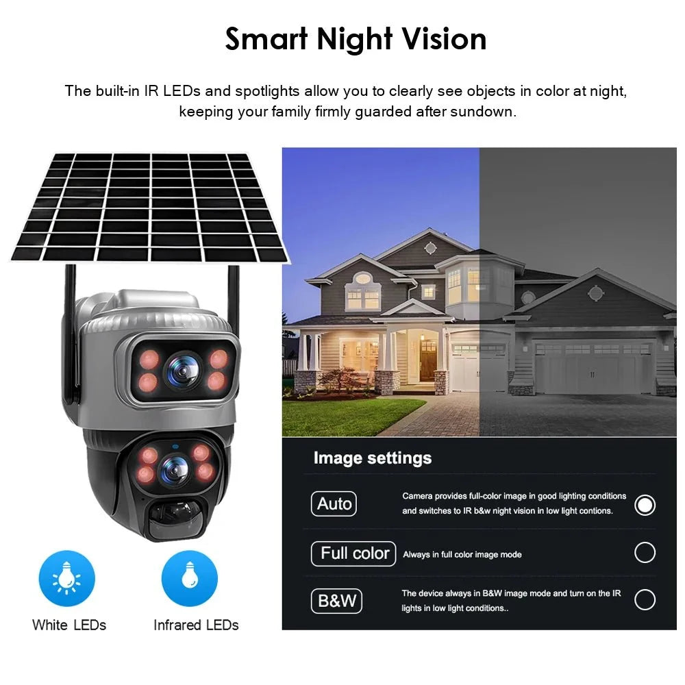 V380 Dual Lens 4G Solar PIR Camera Outdoor Security 8MP 4K IP Cam - stepyours.com