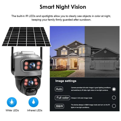 V380 Dual Lens 4G Solar PIR Camera Outdoor Security 8MP 4K IP Cam - stepyours.com