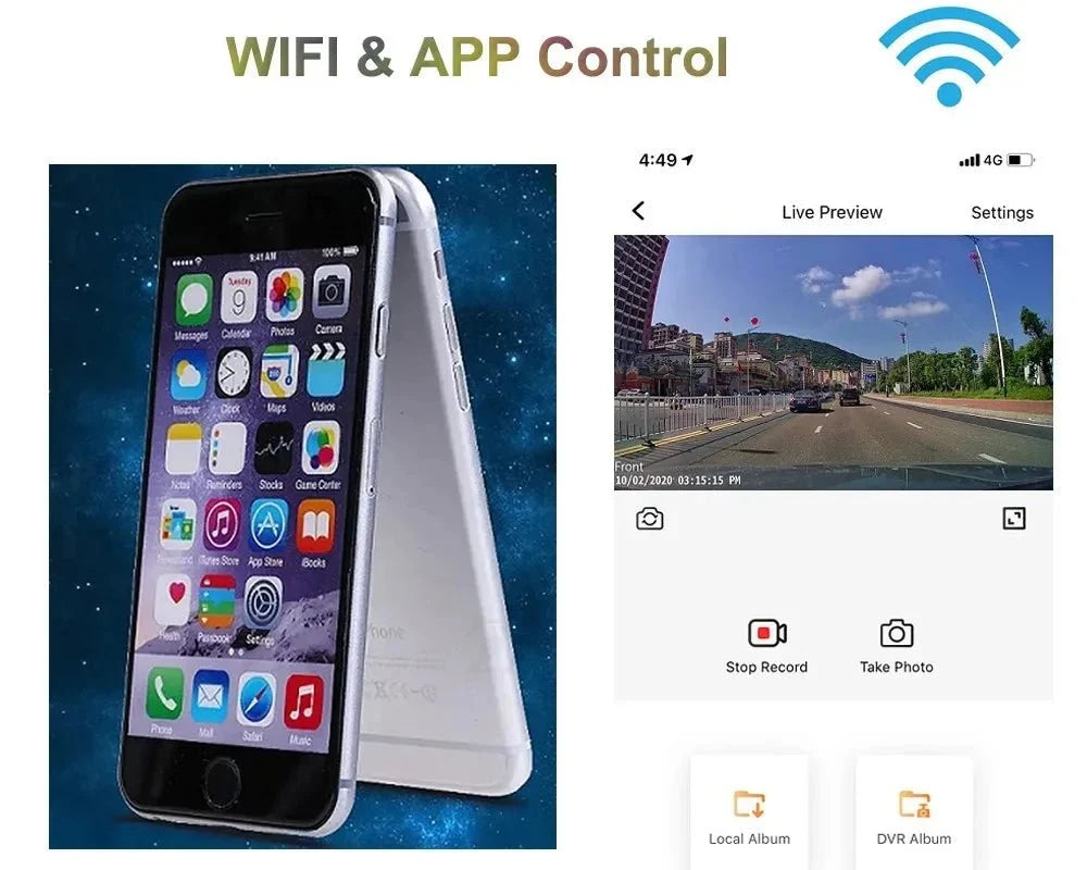 4K 2160P WiFi Car Dash Cam 24H Parking Monitor App Control For All Cars - stepyours.com