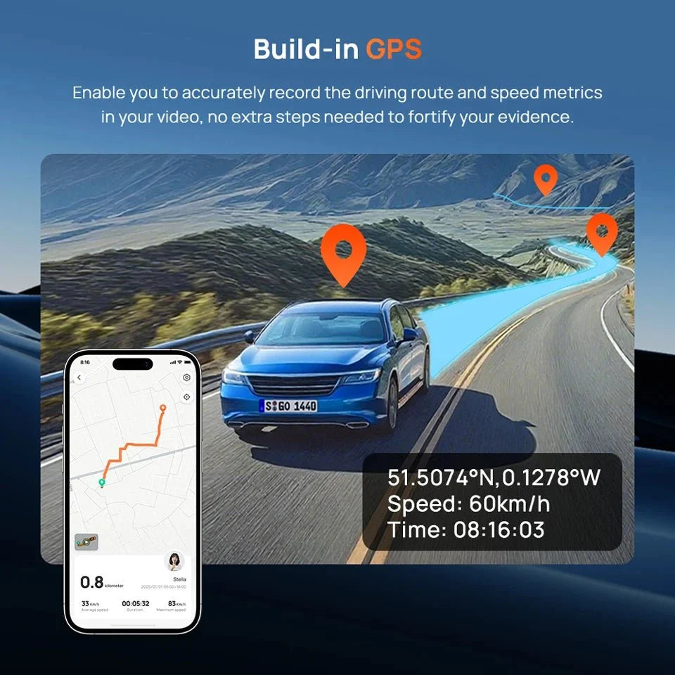 70mai T800E 4K Dash Cam 3 Channel Car DVR With Rear And Interior 1080P HDR GPS - stepyours.com