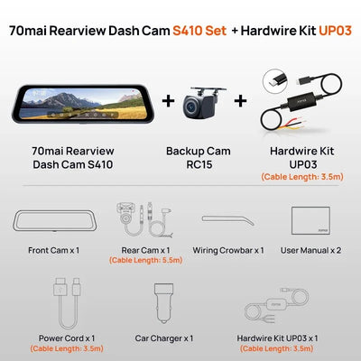 70mai S410 Rearview Dash Cam 2K Front 1080P Mirror - stepyours.com
