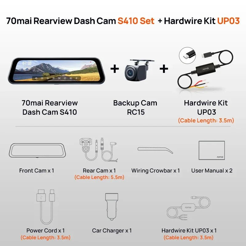 70mai S410 Rearview Dash Cam 2K Front 1080P Mirror - stepyours.com