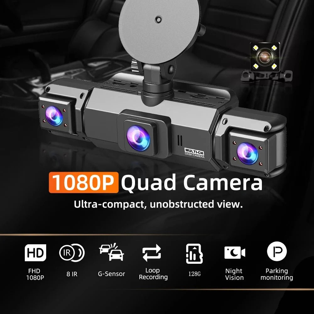 4 Channel Dashcam for Cars WiFi FHD 1080P Night Vision Loop Recording Kit - stepyours.com