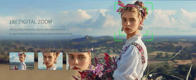 Amorus 5K Digital Camera 75MP 18X Zoom 180 Flip Screen WiFi For YouTube - stepyours.com