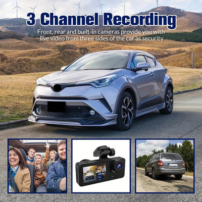 Triple Lens WiFi Dashcam Two Three Channel 1080P Night Vision Front And Rear - stepyours.com