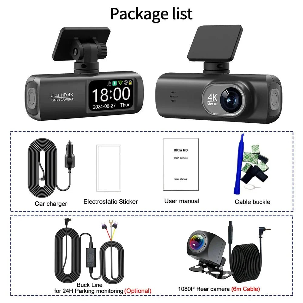 Soam Dash Cam 4K Plus Dual Channel GPS WiFi Front 4K Rear 1080p - stepyours.com