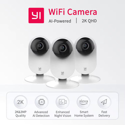 YI Pro 3pc Kit 2K Home Camera - Indoor AI Surveillance With Night Vision by stepyours.com