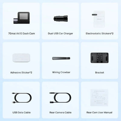 70mai Dash Cam A410 Front 1440P Rear 1080P Car DVR 256GB 24H Parking - stepyours.com
