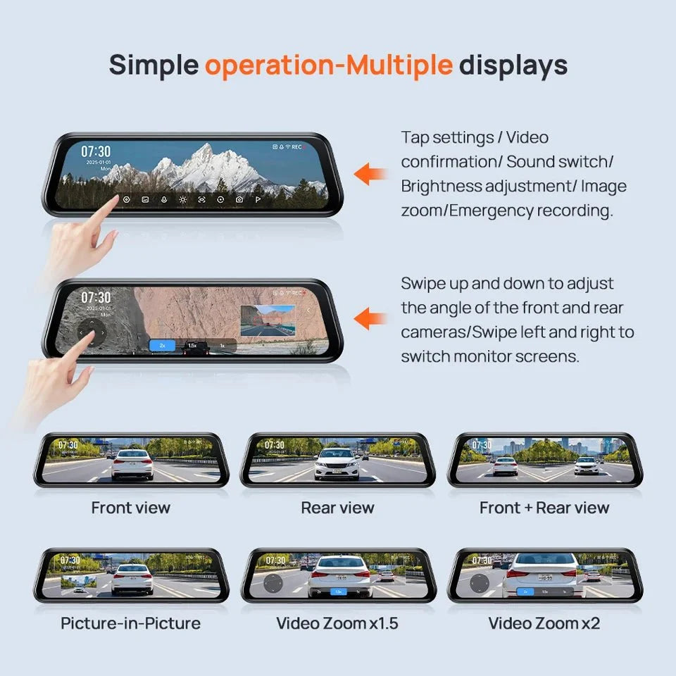 70mai S410 Rearview Dash Cam 2K Front 1080P Mirror - stepyours.com