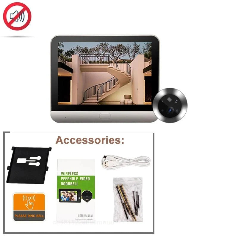Yuezhe 3MP Door Peephole Cam With 4 Inch Screen WiFi Alerts - stepyours.com