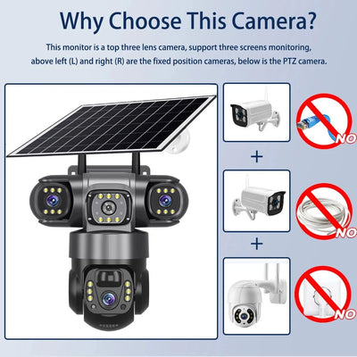 2 Pack Outdoor Security Camera System - 15MP Triple Lens 4G Solar Auto Tracking - stepyours.com