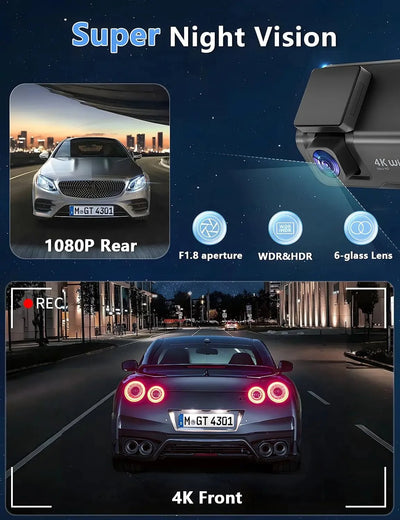 Hook Your Drive Kocam 4K UHD Dash Cam Dual Lens Night Vision Parking Monitor - stepyours.com