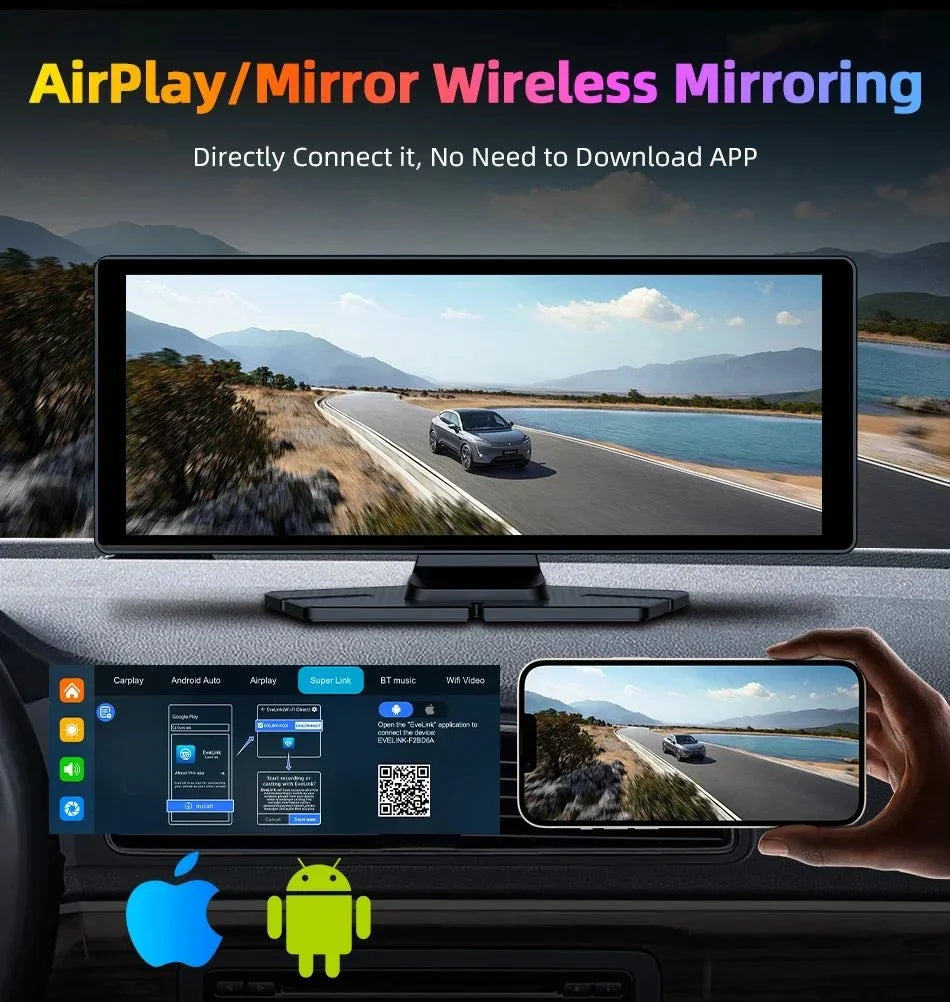 4K Dash Cam With Wireless CarPlay Android Auto GPS 7 Inch Or 10.26 Inch - stepyours.com
