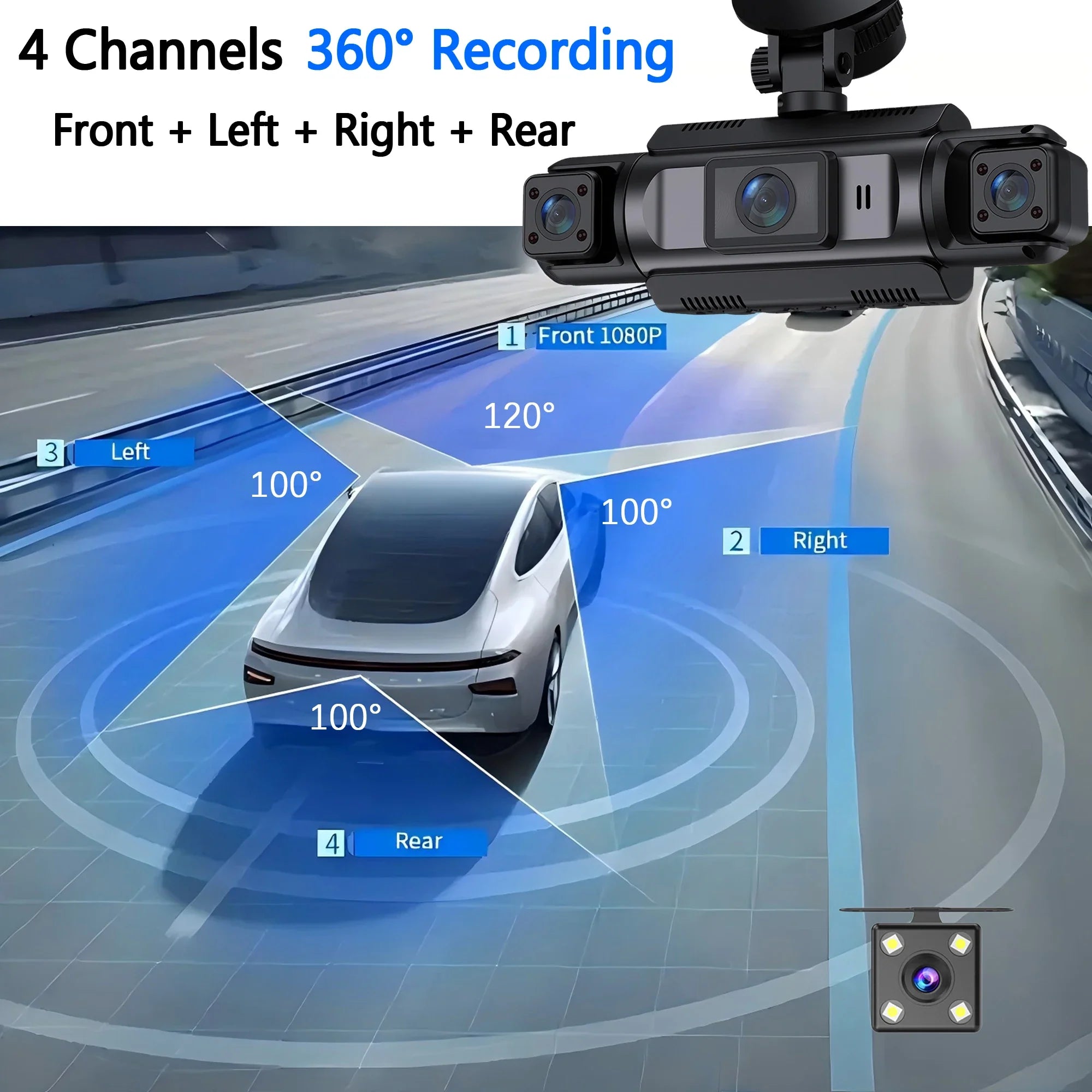 4 Channel WiFi Dashcam Full HD 1080P Front Rear Night Vision Loop Recording - stepyours.com