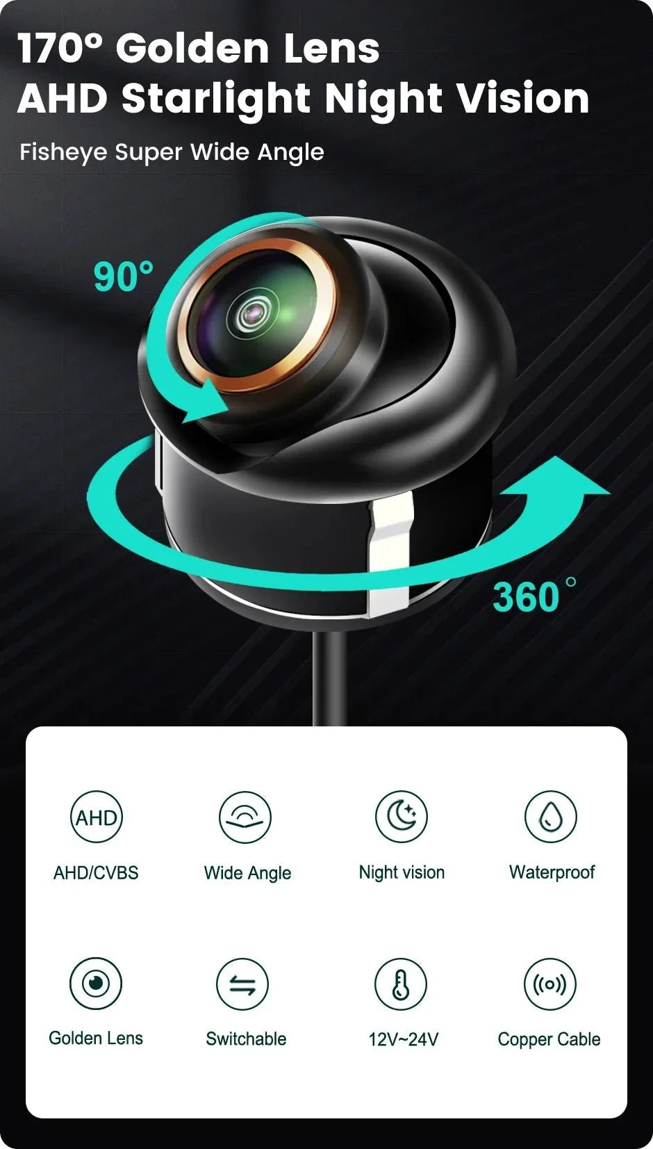 170 Degree AHD Rear View Camera with Night Vision Fisheye Lens - stepyours.com