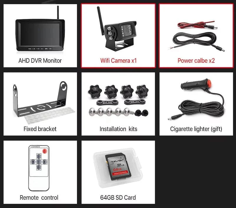 GreenYi 1280x720 HD AHD Wireless Truck DVR 7 Inch Night Vision Backup Camera - stepyours.com