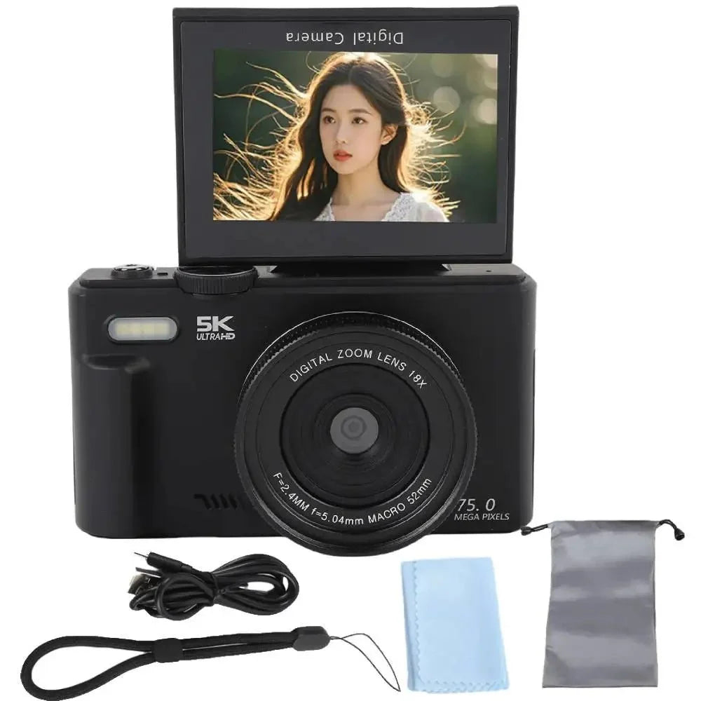 Amorus 75MP Digital Camera 5.7K Video 18x Zoom WiFi Vlog Camera - stepyours.com