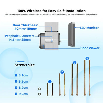 Tuya Smart 3MP Peephole Door Camera With WiFi Alexa - stepyours.com