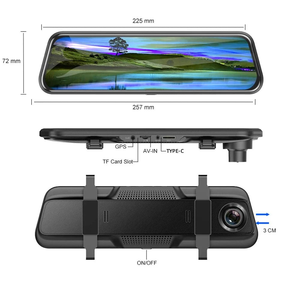 10 Inch 4K Mirror Dash Cam Wireless CarPlay Android Auto Dual Lens GPS WiFi DVR - stepyours.com