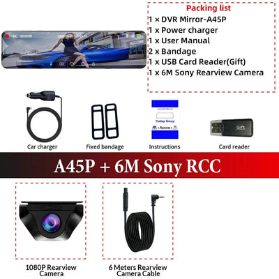 ACCEO 4K WiFi Dash Cam With 12 Inch Rear View Mirror Car DVR - stepyours.com