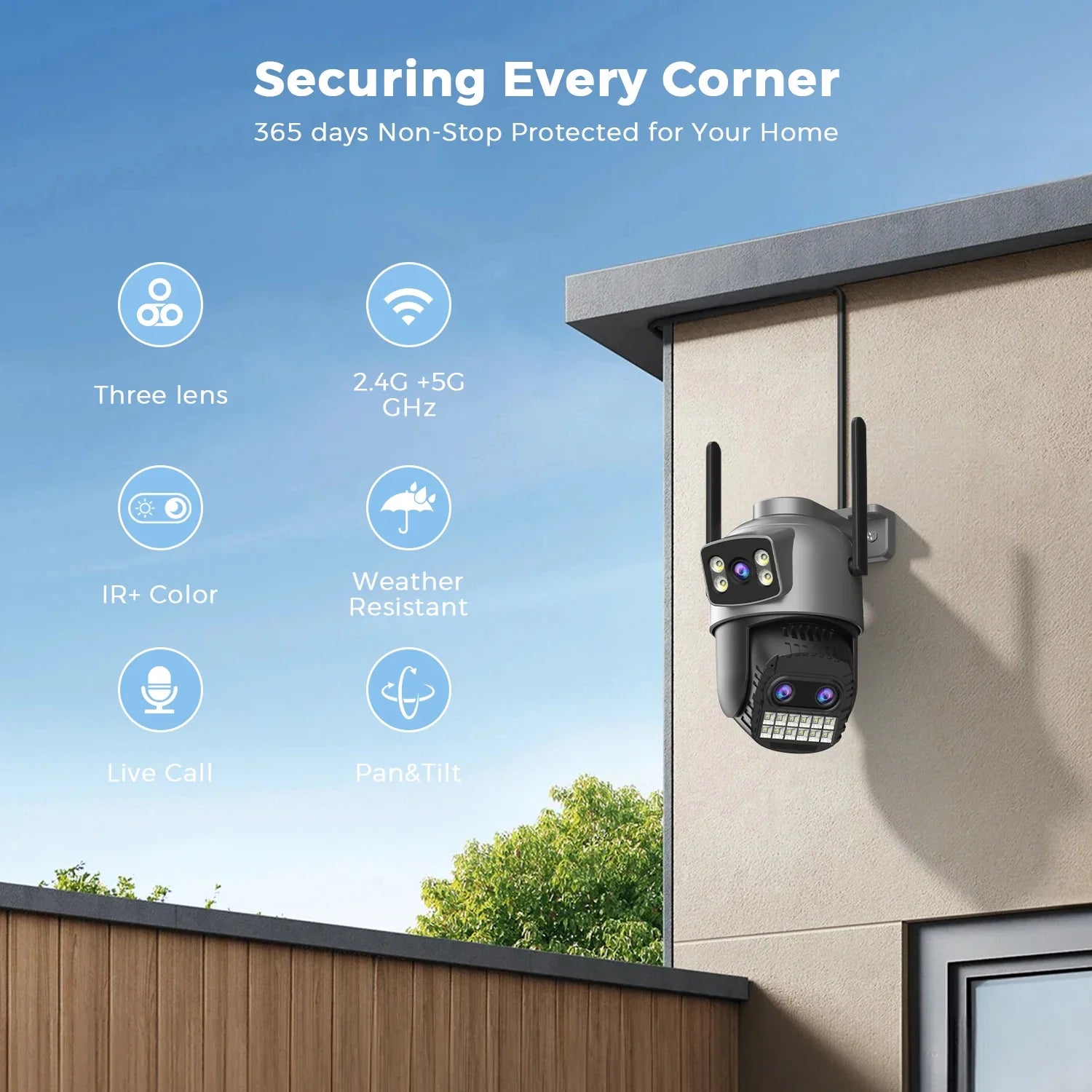 Abuntu 15MP 8K PTZ WiFi Outdoor Camera - 10X Zoom AI Human Detection - stepyours.com