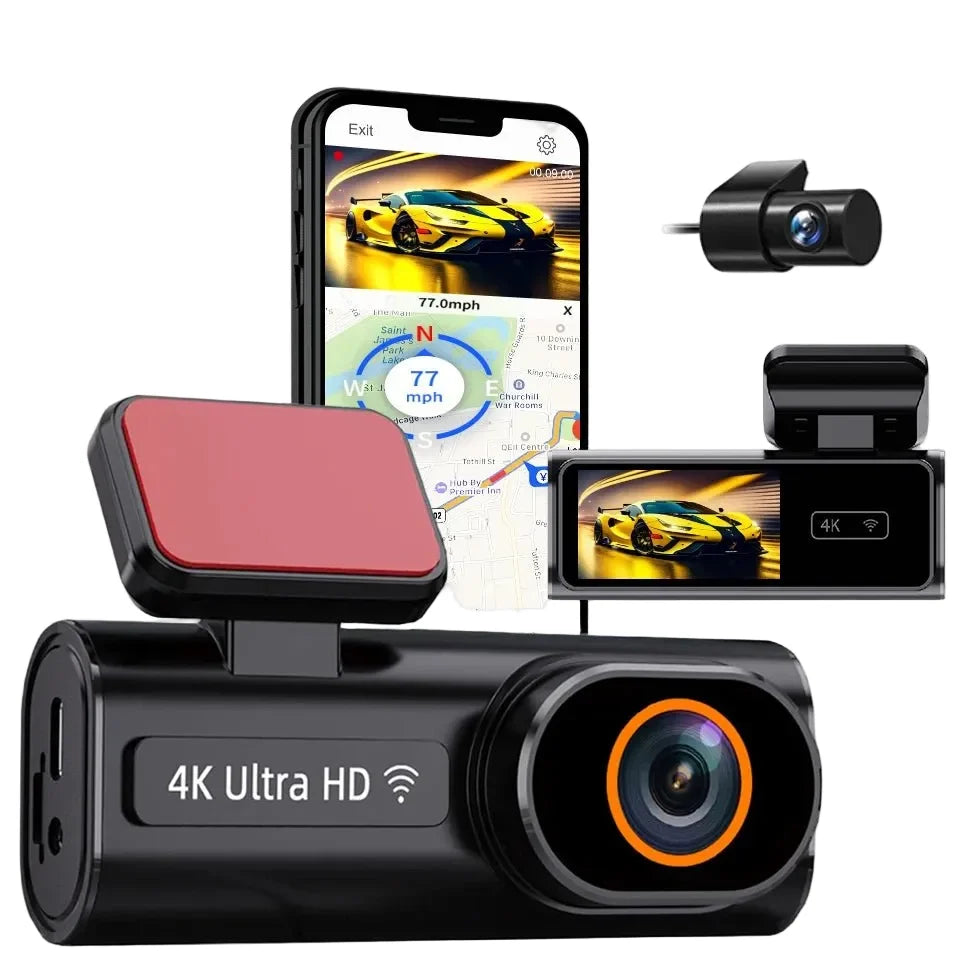 Ultra HD 4K Car Dash Cam With WIFI DVR Night Vision 24H Parking GPS - stepyours.com