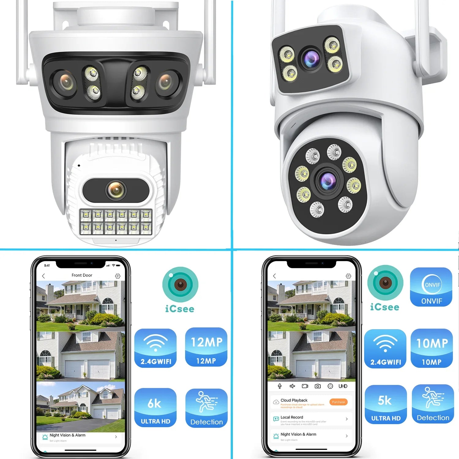 12MP Outdoor WiFi Camera - With 3 Lens PTZ AI Tracking For ICSEE App - stepyours.com
