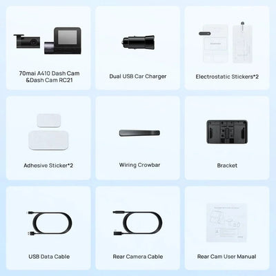 70mai Dash Cam A410 Front 1440P Rear 1080P Car DVR 256GB 24H Parking - stepyours.com