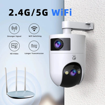 JOOAN 4K Outdoor 5G Wifi Surveillance Camera Dual Lens Auto Tracking PTZ CCTV - stepyours.com