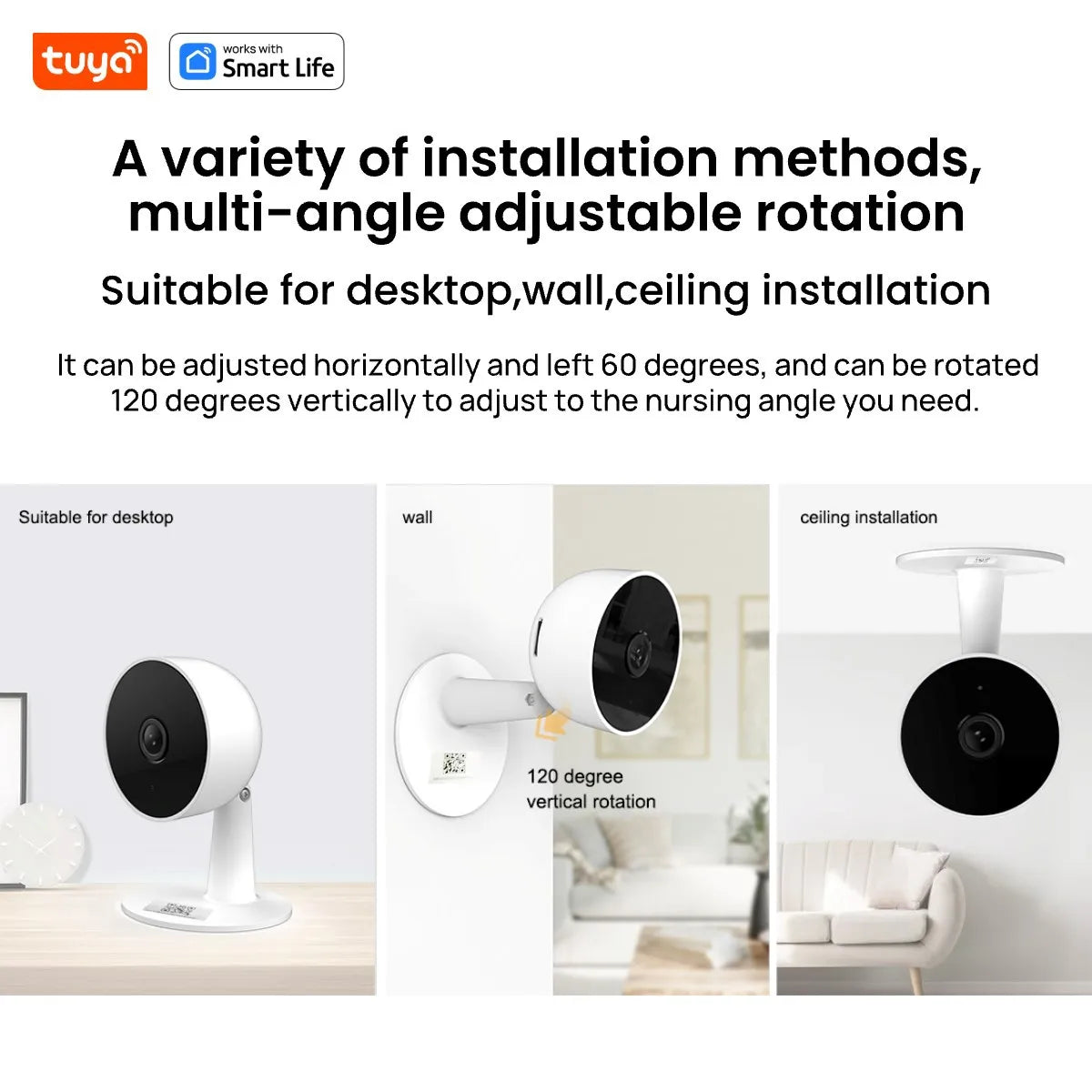 Tuya Smart 3MP Indoor Camera Real Time Alerts 2 Way Audio Human Detection by stepyours.com