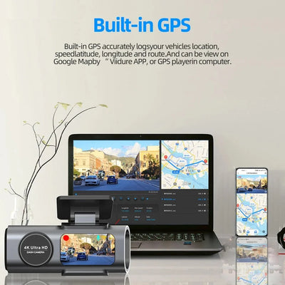 4K Dash Cam With GPS WiFi Night Vision Rear Camera Car DVR Recorder - stepyours.com
