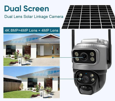V380 Dual Lens 4G Solar PIR Camera Outdoor Security 8MP 4K IP Cam - stepyours.com
