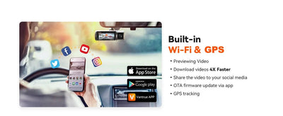 Sherway 3 Channel 4K Car Dash Cam With GPS Recorder 170 Degree Front Lens LCD - stepyours.com