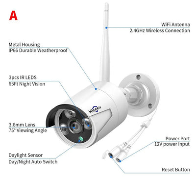 Hiseeu 3/5/8MP Wireless IP Camera - Waterproof 1080P WiFi Bullet for CCTV Kits - stepyours.com
