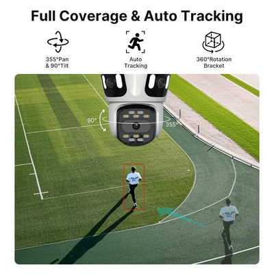 Three Lens PTZ IP Camera Outdoor HD WiFi Security Auto Tracking CCTV Hooks - stepyours.com