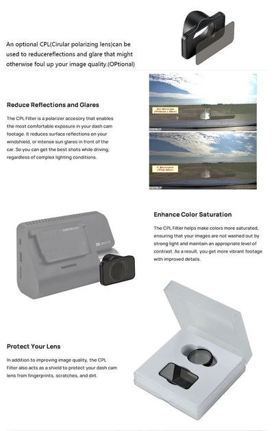 CPL Filter For 70mai A810 RC12 RC24 Rear Cameras Compatible - stepyours.com