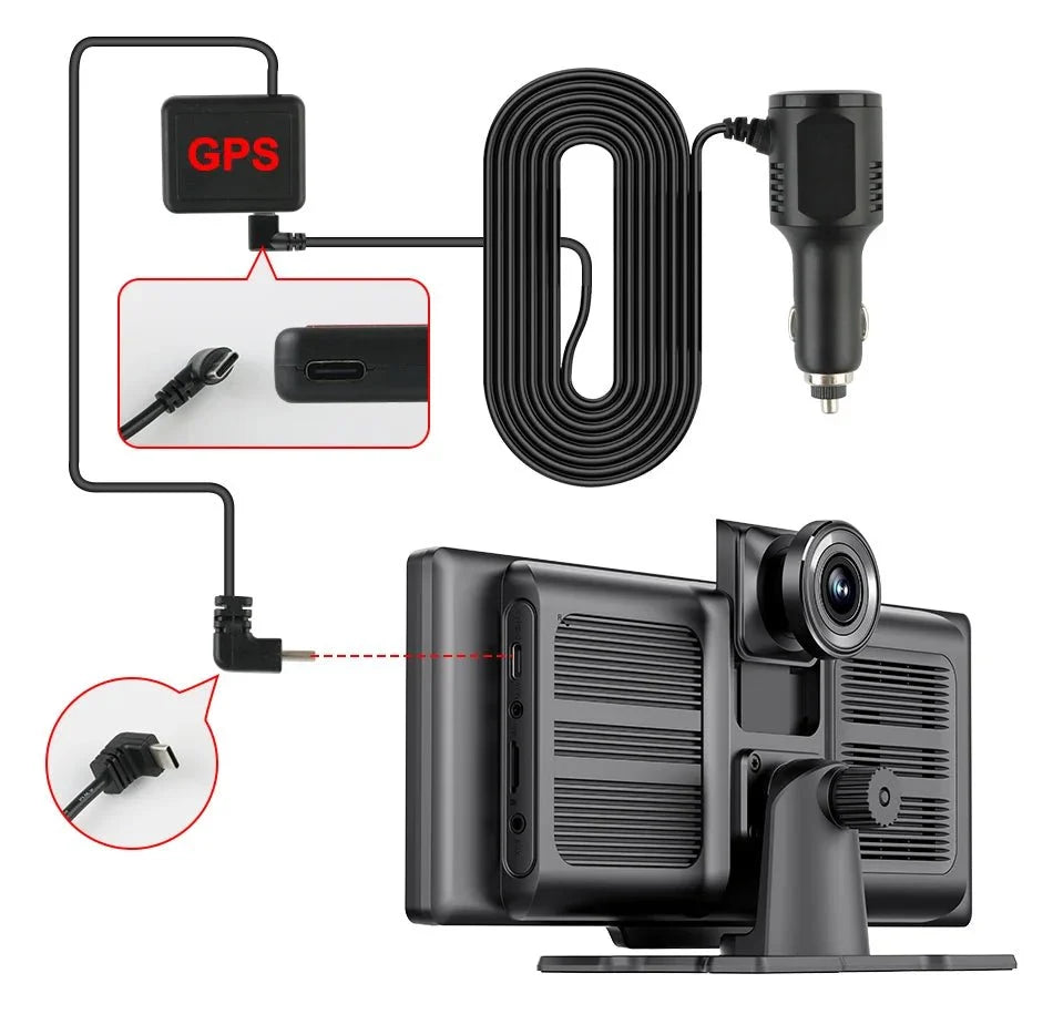 4K Dash Cam With Wireless CarPlay Android Auto GPS 7 Inch Or 10.26 Inch - stepyours.com