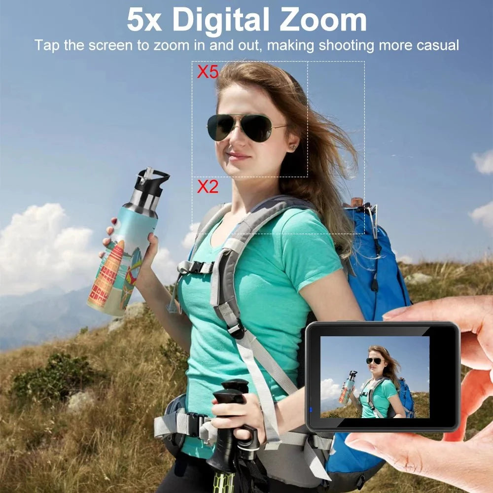 Ourlife 5K 30FPS Action Camera 2 Inch LCD 170 Degree Waterproof Remote Control - stepyours.com