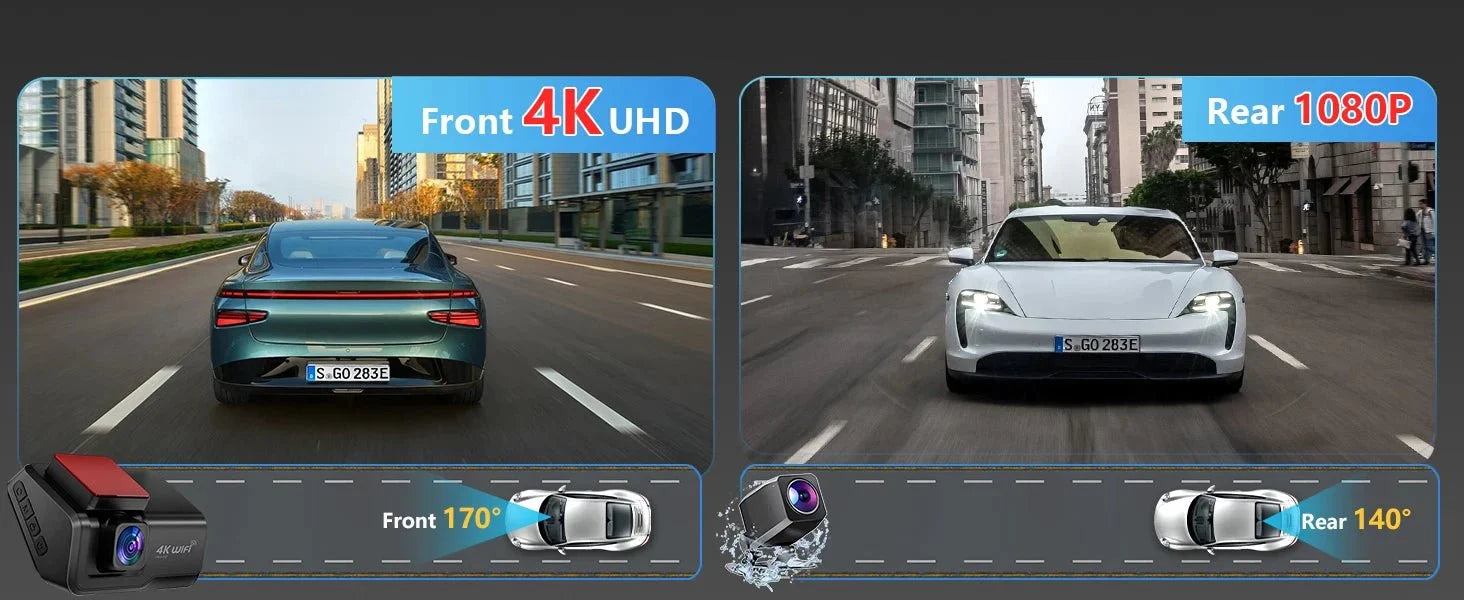 Hook Your Drive Kocam 4K UHD Dash Cam Dual Lens Night Vision Parking Monitor - stepyours.com