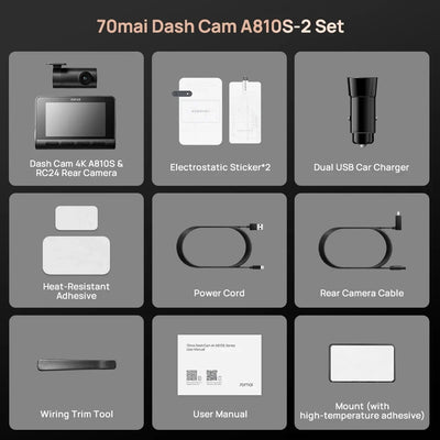70Mai A810S 4K HDR Dash Cam GPS ADAS Dual Channel Motion Detection 4G LTE DVR - stepyours.com